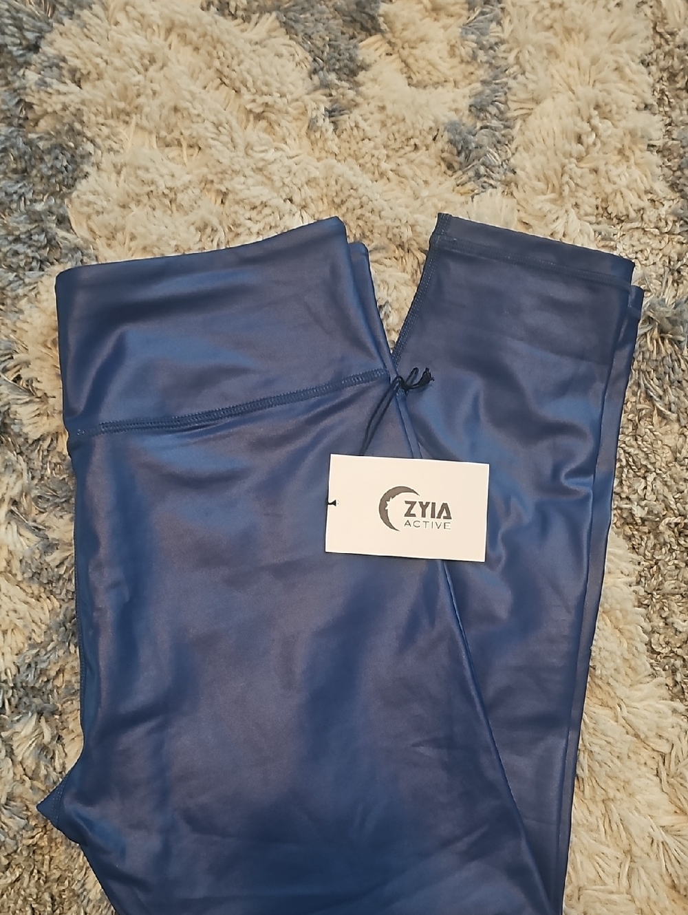 ZYIA Active Blue Metallic Light N Tight Hi Rise Leggings 14-16